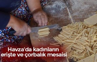 Havza'da kadınların erişte ve çorbalık mesaisi