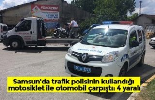 Samsun'da trafik polisinin kullandığı motosiklet...