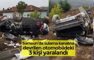 Samsun'da sulama kanalına devrilen otomobildeki...