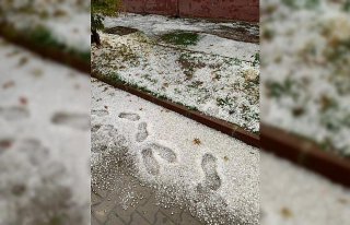 Kastamonu'da etkili olan dolu Seydiler ilçesini beyaza...