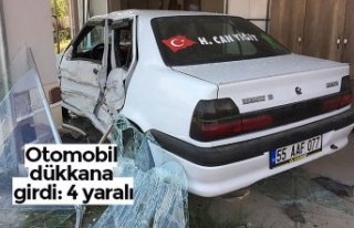 Otomobil dükkana girdi: 4 yaralı