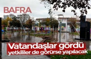 Bafra'da devrilen aydınlatma direği onarım...