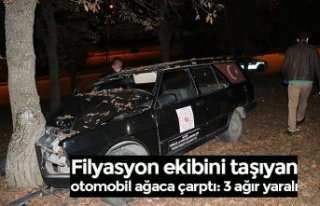 Filyasyon ekibini taşıyan otomobil ağaca çarptı:...
