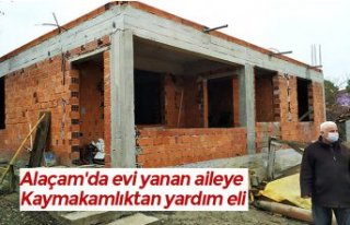 Alaçam'da evi yanan aileye Kaymakamlıktan yardım...