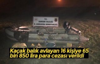 Kaçak balık avlayan 16 kişiye 65 bin 850 lira para...