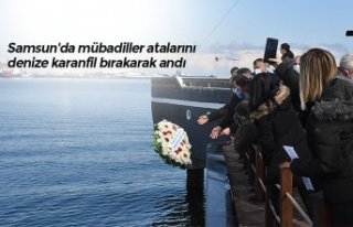 Samsun'da mübadiller atalarını denize karanfil...