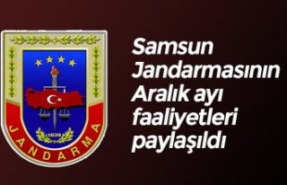 Samsun Jandarmasının Aralık ayı faaliyetleri paylaşıldı