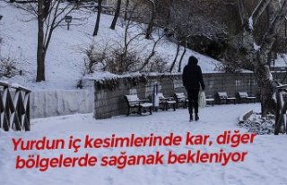 Yurdun iç kesimlerinde kar, diğer bölgelerde sağanak...