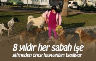 8 yıldır her sabah işe gitmeden önce hayvanları...