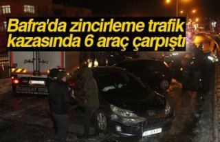 Bafra'da zincirleme trafik kazasında 6 araç...