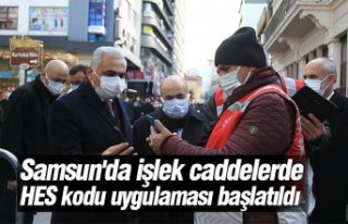 Samsun'da işlek caddelerde HES kodu uygulaması...
