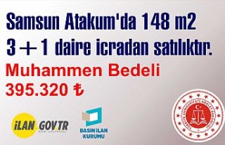 Samsun Atakum'da 148 m2 3+1 daire icradan satılıktır
