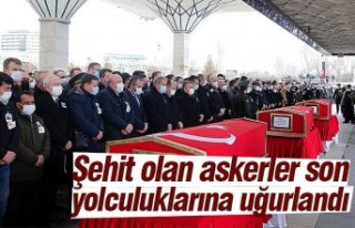 Şehit olan askerler son yolculuklarına uğurlandı