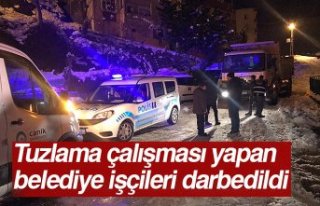 Tuzlama çalışması yapan belediye işçileri darbedildi