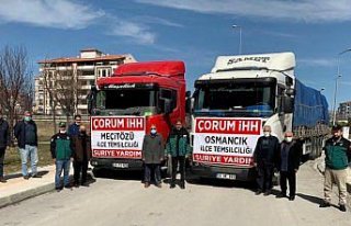 Çorum'dan Azez ve İdlib'e 2 tır insani yardım...