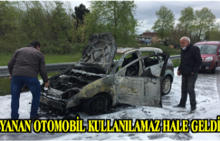 YANAN OTOMOBİL KULLANILAMAZ HALE GELDİ