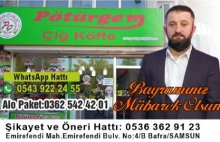 Pötürgem Çiğ Köfte Bafra Bayi iyi bayramlar diler