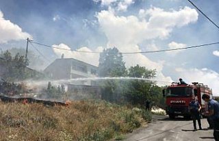 Bayburt'ta çıkan örtü yangınında meyve ağaçları...