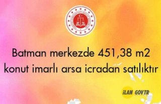 Batman merkezde 451,38 m² konut imarlı arsa icradan...