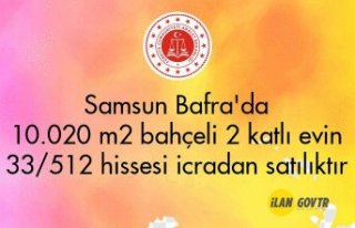 Samsun Bafra'da 10.020 m² bahçeli 2 katlı...