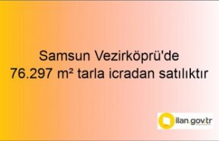 Samsun Vezirköprü'de 76.297 m² tarla icradan...
