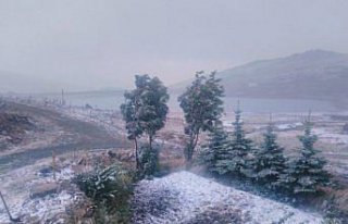 Bayburt'un yüksek kesimlerine kar yağdı