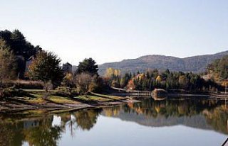 Etrafı çam ormanlarıyla kaplı Çubuk Gölü'nde...