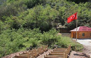 Güce'de şehit mezarlarında düzenleme çalışması...