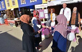 Boyabat'ta stant açılarak meme kanseriyle mücadeleye...