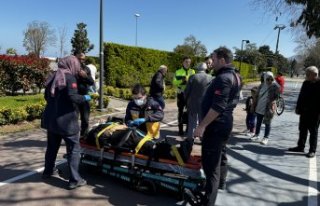 Bisikletin çarptığı yaya yaralandı