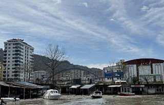 Rize'de dalgaların sürüklediği taşlar, park...