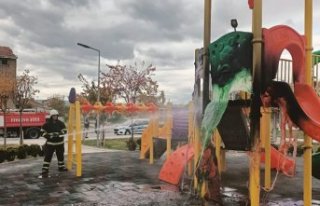 Çorum'da bir parkta çocukların çıkardığı...