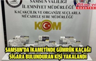 Samsun'da ikametinde gümrük kaçağı sigara...