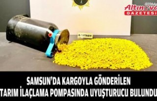 Samsun'da kargoyla gönderilen tarım ilaçlama...