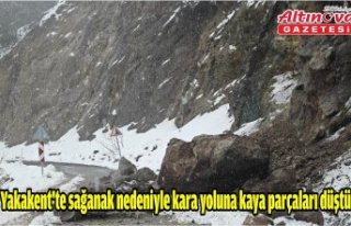 Yakakent'te sağanak nedeniyle kara yoluna kaya...