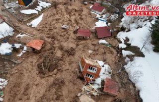 Artvin'de heyelanda 1 ev yıkıldı, 2 ev ağır...