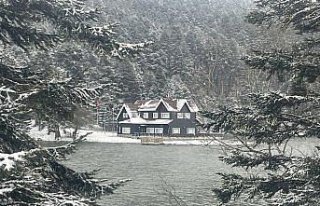 Gölcük Tabiat Parkı martta yağan karla farklı...