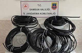 Bafra'da enerji nakil kablosunu çalan zanlı...