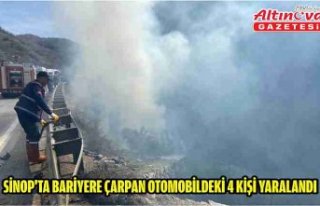 Sinop'ta bariyere çarpan otomobildeki 4 kişi...