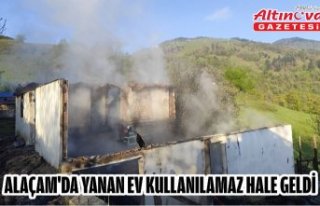 Alaçam'da yanan ev kullanılamaz hale geldi