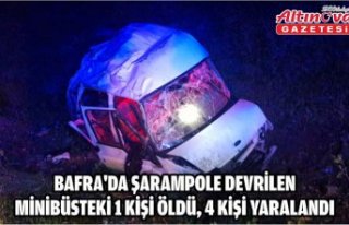 Bafra'da şarampole devrilen minibüsteki 1 kişi...