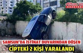 Samsun'da istinat duvarından düşen cipteki...