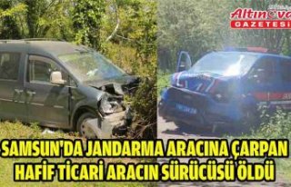 Samsun'da jandarma aracına çarpan hafif ticari...