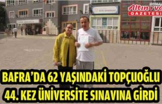 Bafra'da 62 yaşındaki Topçuoğlu 44. kez üniversite...