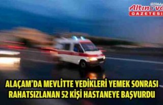 Alaçam'da mevlitte yedikleri yemek sonrası...