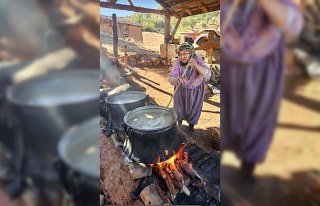 Bolu'da köylüler geleneksel yöntemlerle üzüm...