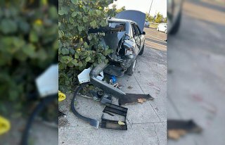 Ordu'da otomobilin hız denetimi yapan radar...