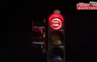 Samsun'da İsrail trafik ışıklarıyla protesto...