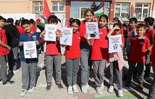 Amasya'da köy okulu öğrencilerinden Filistin'e...