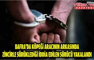 Bafra'da köpeği aracının arkasında zincirle...